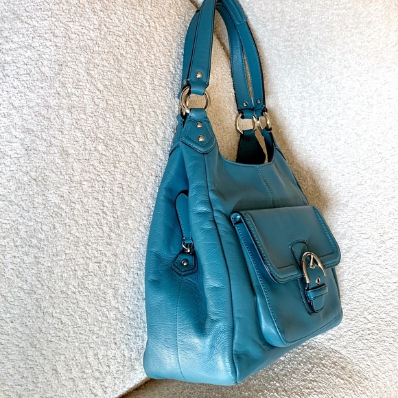 COACH Campbell Vintage Blue Leather Hobo Shoulder Y2K Bag - Picture 3 of 16